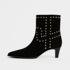 Retro Cow Suede Ankle Boots with Studded Detail