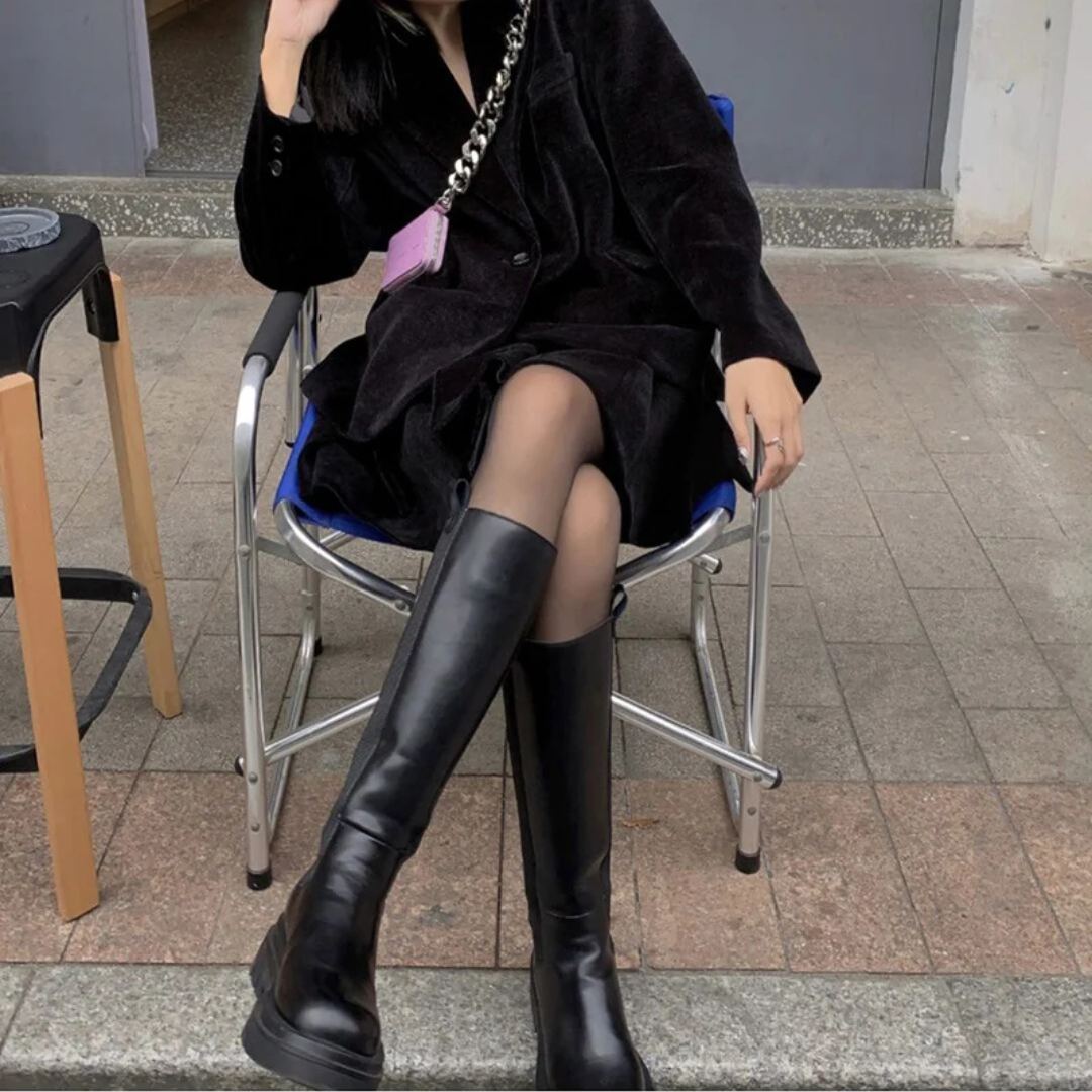 XY (find better variant images) Platform Knee High Boots with Fur Lining