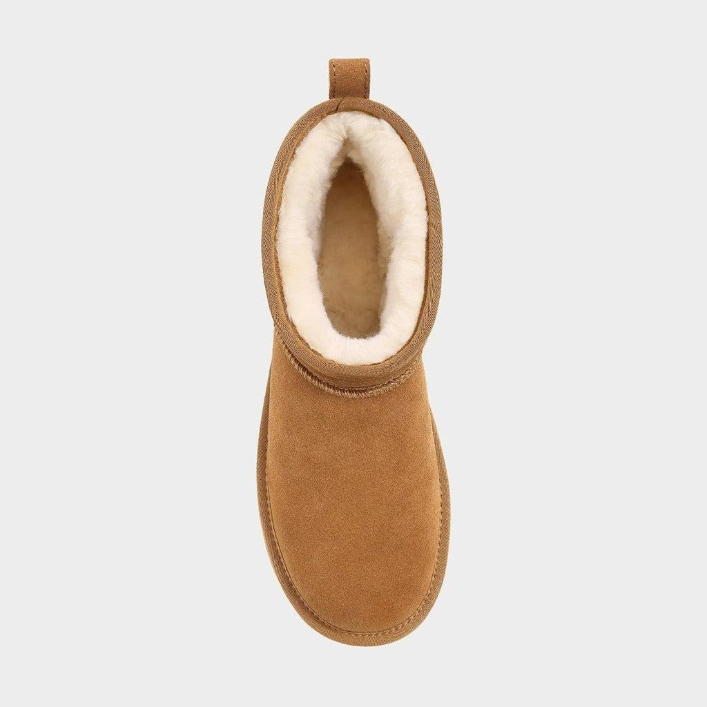 Suede Ankle Slip-On Winter Lounge Boots with Plush Lining
