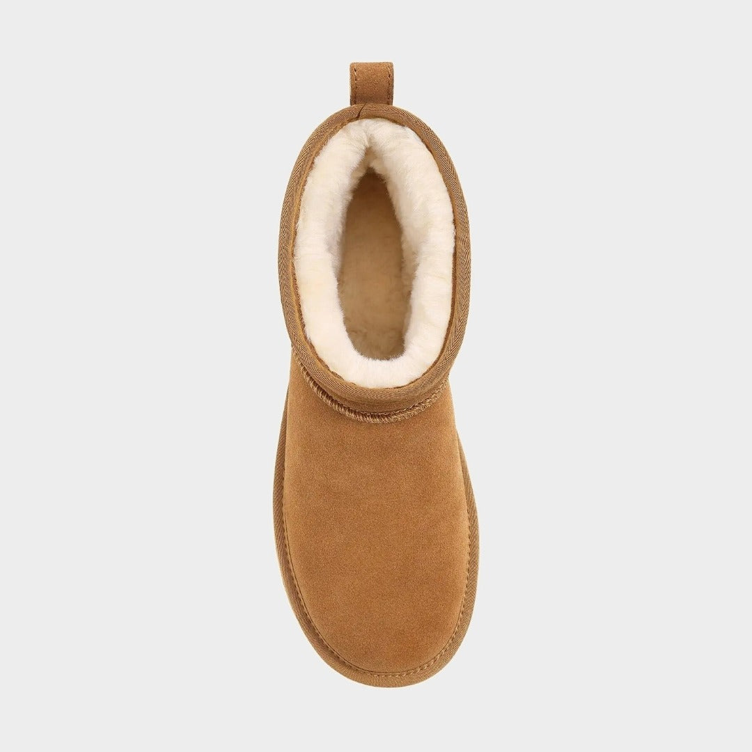 Suede Ankle Slip-On Winter Lounge Boots with Plush Lining