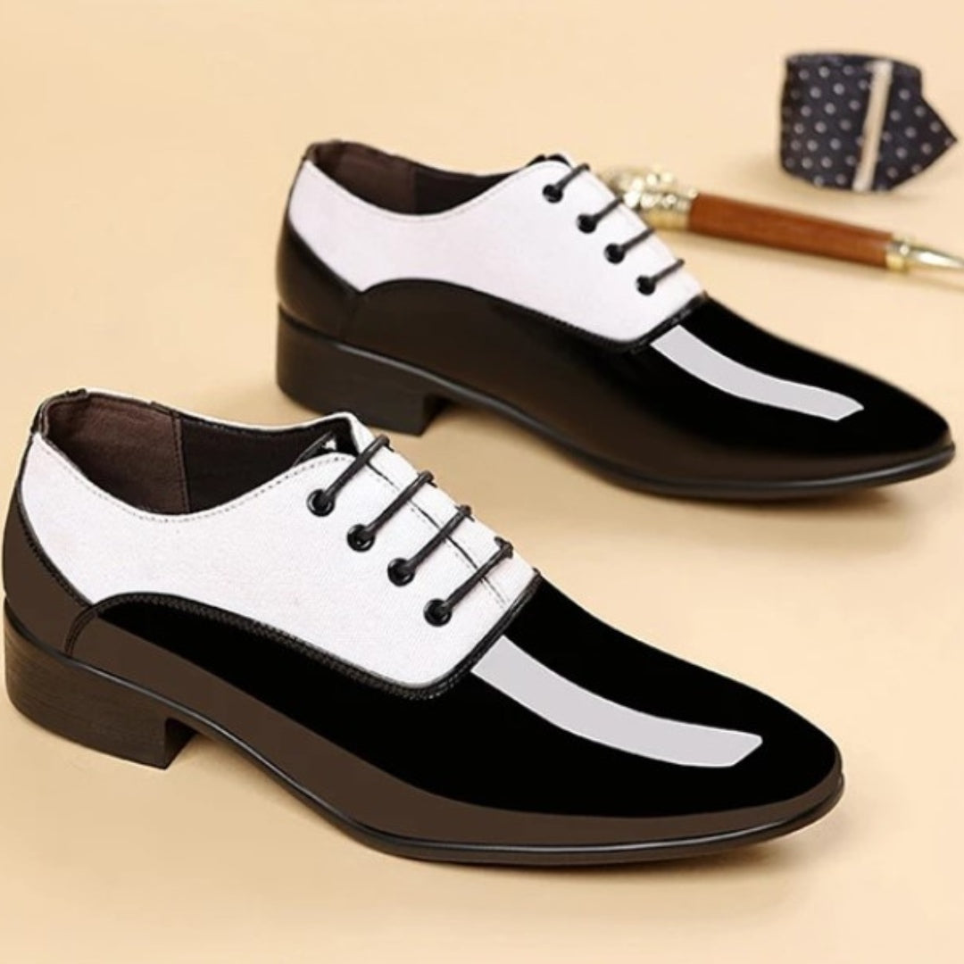Patent Style Pointed-Toe Oxford Dress Shoes