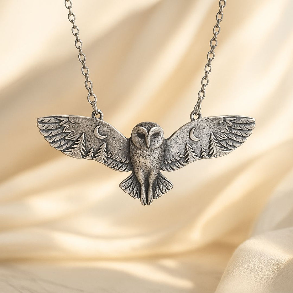 Vintage Owl Moon Necklace