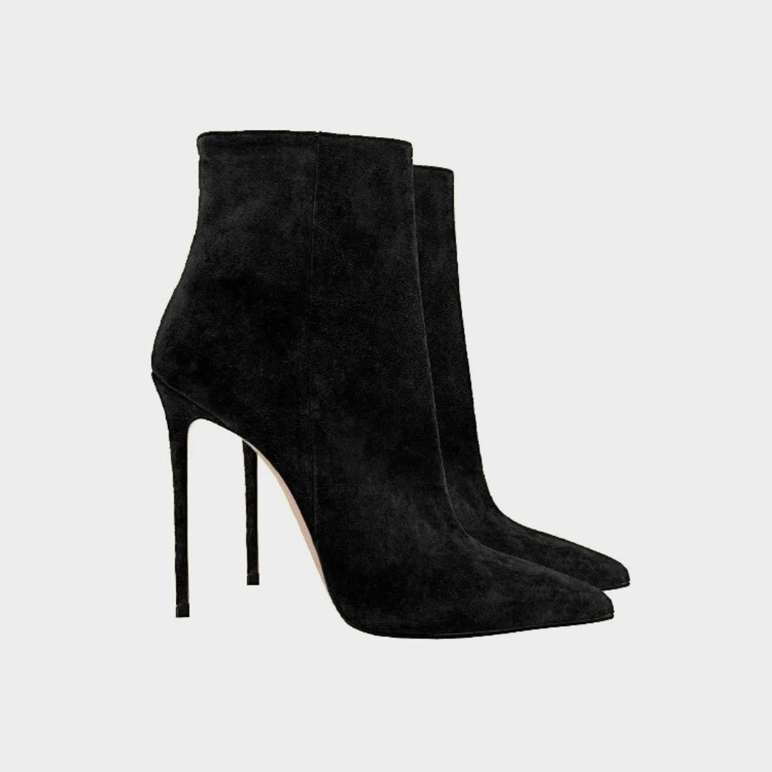 Suede Stiletto Ankle Boots with Pointed Toe