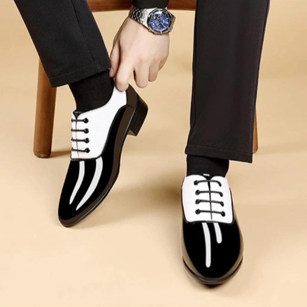 Patent Style Pointed-Toe Oxford Dress Shoes