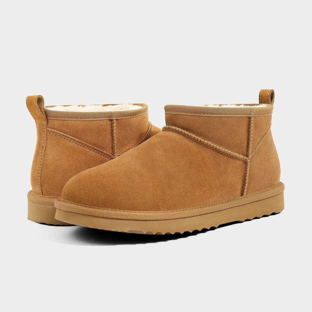 Suede Ankle Slip-On Winter Lounge Boots with Plush Lining