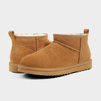 Suede Ankle Slip-On Winter Lounge Boots with Plush Lining