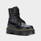 Black Punk Style Ankle Boots with Yellow Stitching and Platform Sole