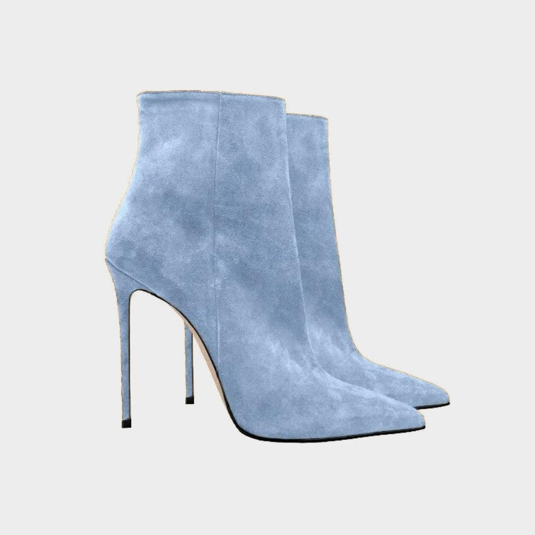 Suede Stiletto Ankle Boots with Pointed Toe