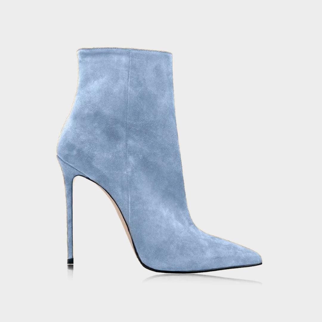 Suede Stiletto Ankle Boots with Pointed Toe