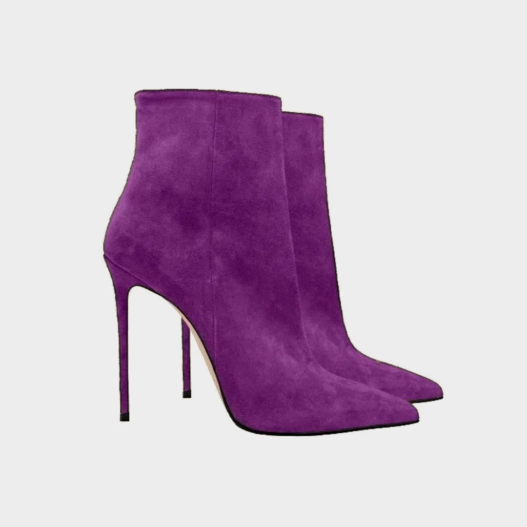 Suede Stiletto Ankle Boots with Pointed Toe