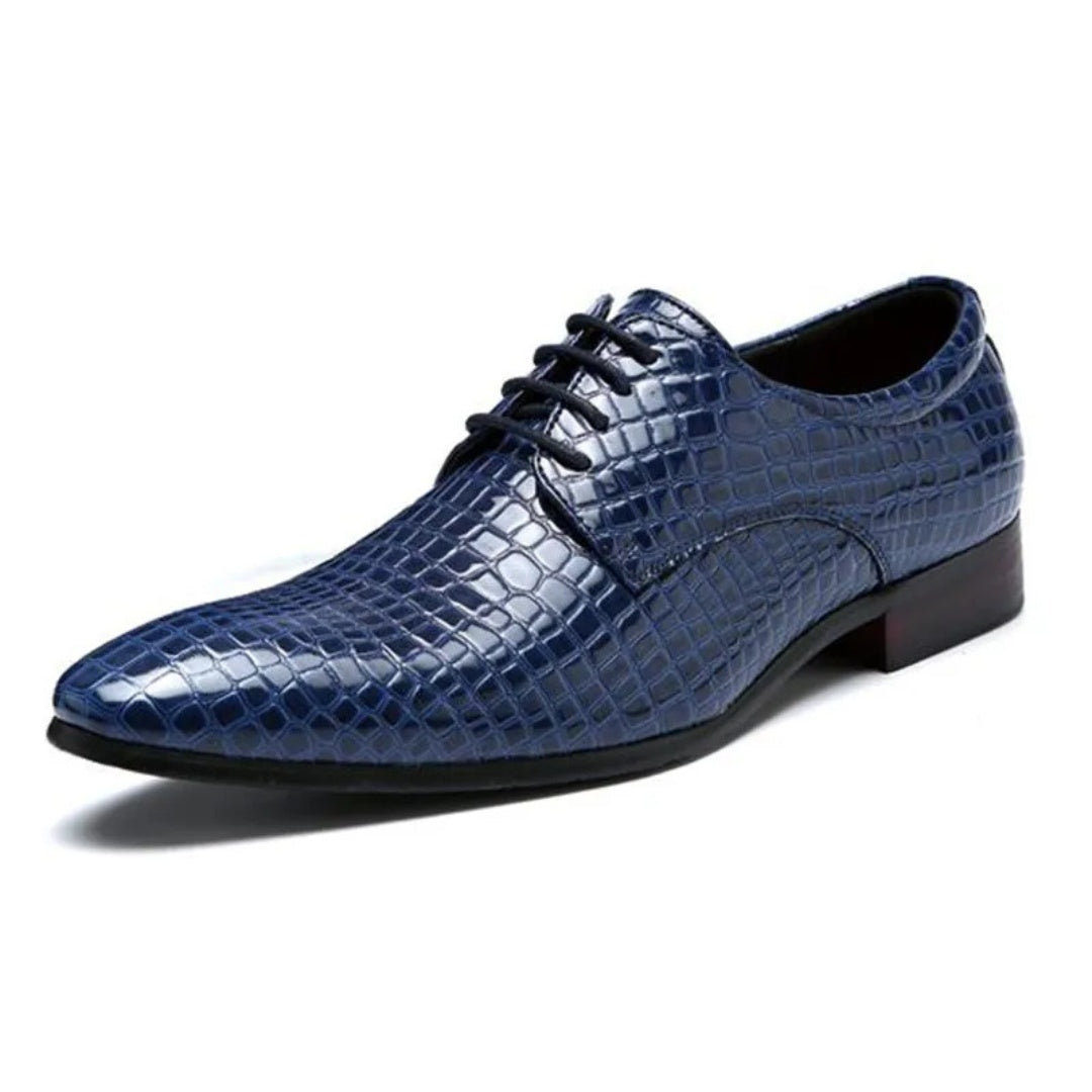 Oxford Dress Shoes with Glossy Snakeskin Texture