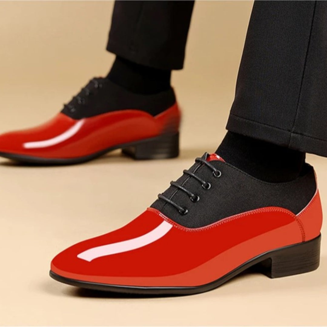 Patent Style Pointed-Toe Oxford Dress Shoes