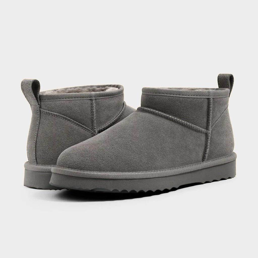Suede Ankle Slip-On Winter Lounge Boots with Plush Lining