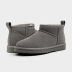 Suede Ankle Slip-On Winter Lounge Boots with Plush Lining