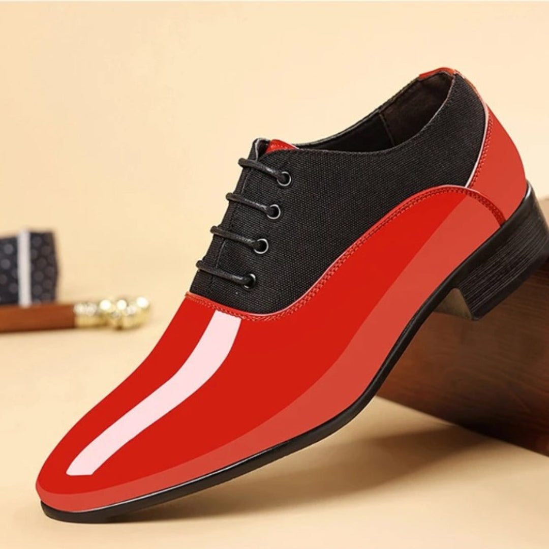 Patent Style Pointed-Toe Oxford Dress Shoes