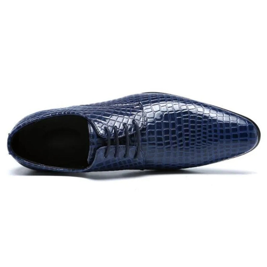 Oxford Dress Shoes with Glossy Snakeskin Texture