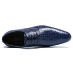Oxford Dress Shoes with Glossy Snakeskin Texture