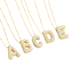 Gold Bubble Letter Initial Necklace