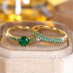 Serena Emerald Duo Ring Set | Gold