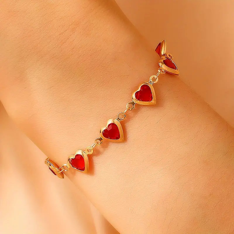 Ophelyra Garnetelle Heart Gold Bracelet