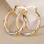 Vintage Round Hoop Gold Silver and Rose Earrings