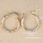 Vintage Round Hoop Gold Silver and Rose Earrings
