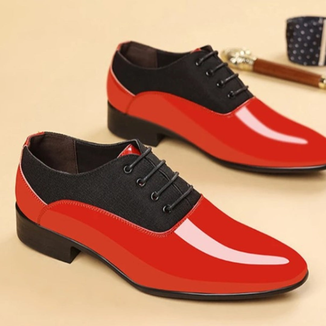 Patent Style Pointed-Toe Oxford Dress Shoes