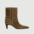 Retro Cow Suede Ankle Boots with Studded Detail