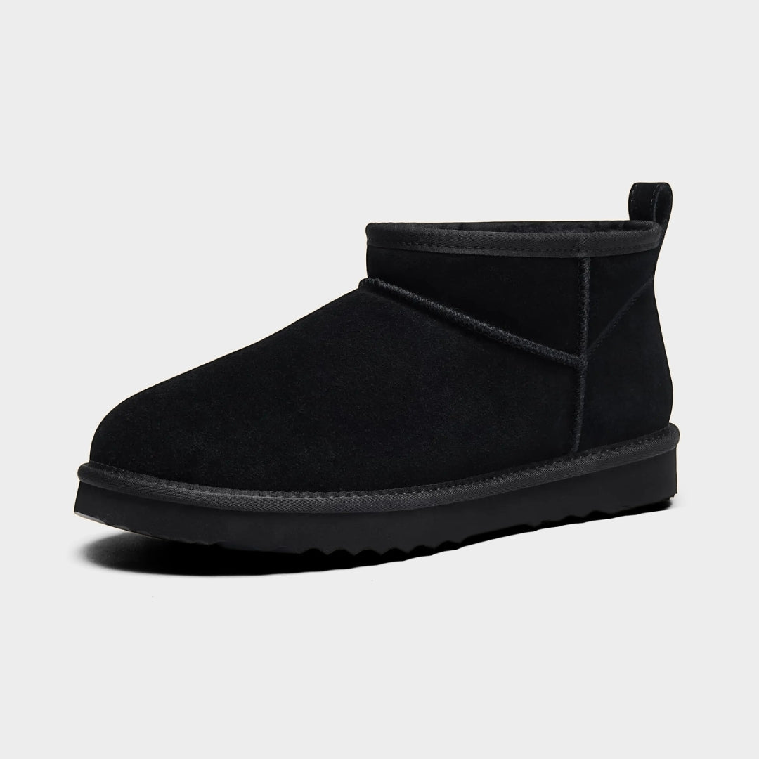 Suede Ankle Slip-On Winter Lounge Boots with Plush Lining