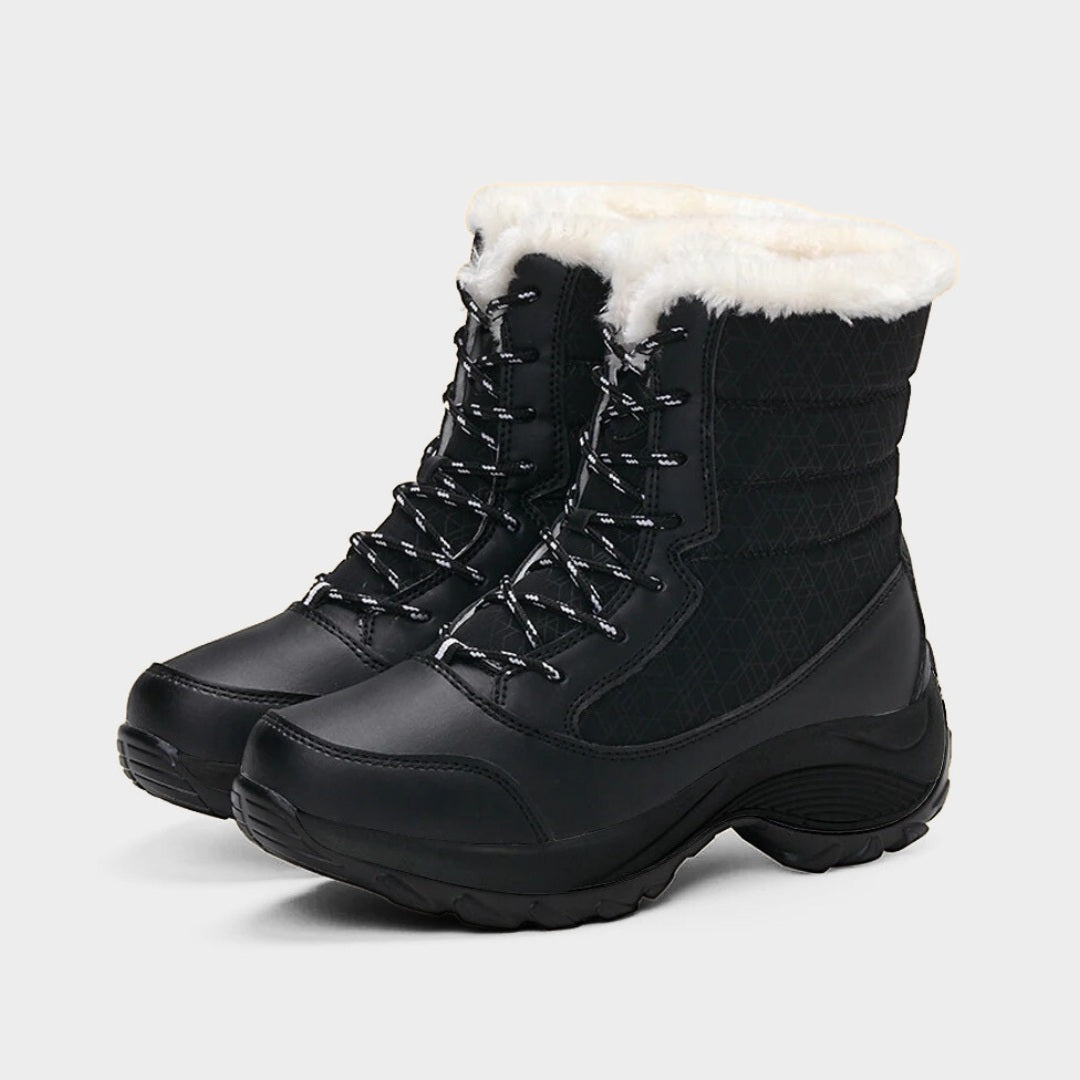 Winter Ankle Snow Boots with Faux Fur Lining and Platform Grip Sole