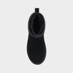 Suede Ankle Slip-On Winter Lounge Boots with Plush Lining