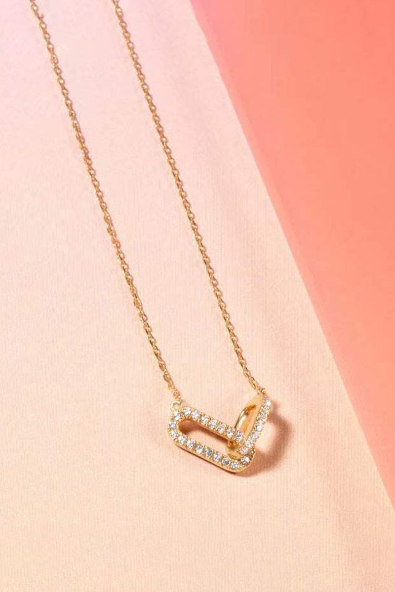Double Oval Knot Pendant Diamond Necklace