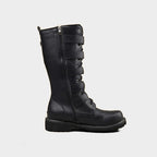 Classic Black Motorcycle Boots with Metallic Buckles