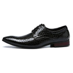 Oxford Dress Shoes with Glossy Snakeskin Texture