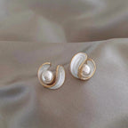 White Opal with Pearls Earrings