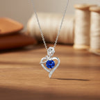 Sapphire Rose Heart Necklace
