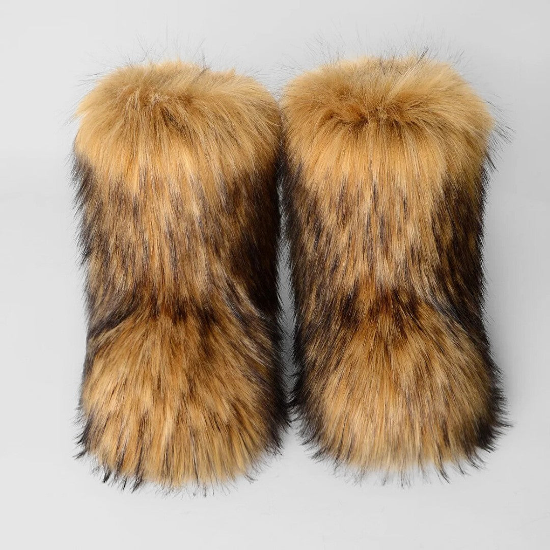 Faux Fur Mid-Calf Winter Statement Snow Boots