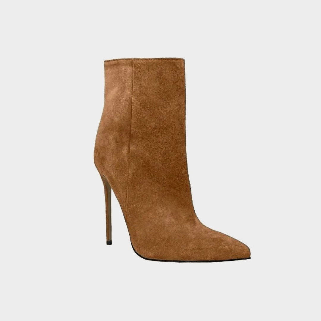 Suede Stiletto Ankle Boots with Pointed Toe