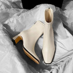 Square Toe Ankle Boots with High Block Heel
