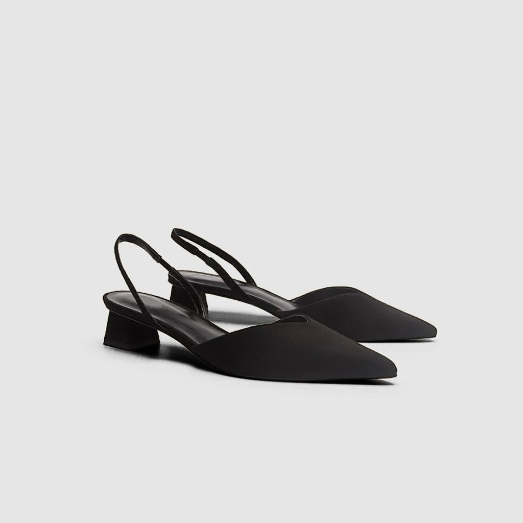 Slingback Pointed Toe Heels with Low Block Heel