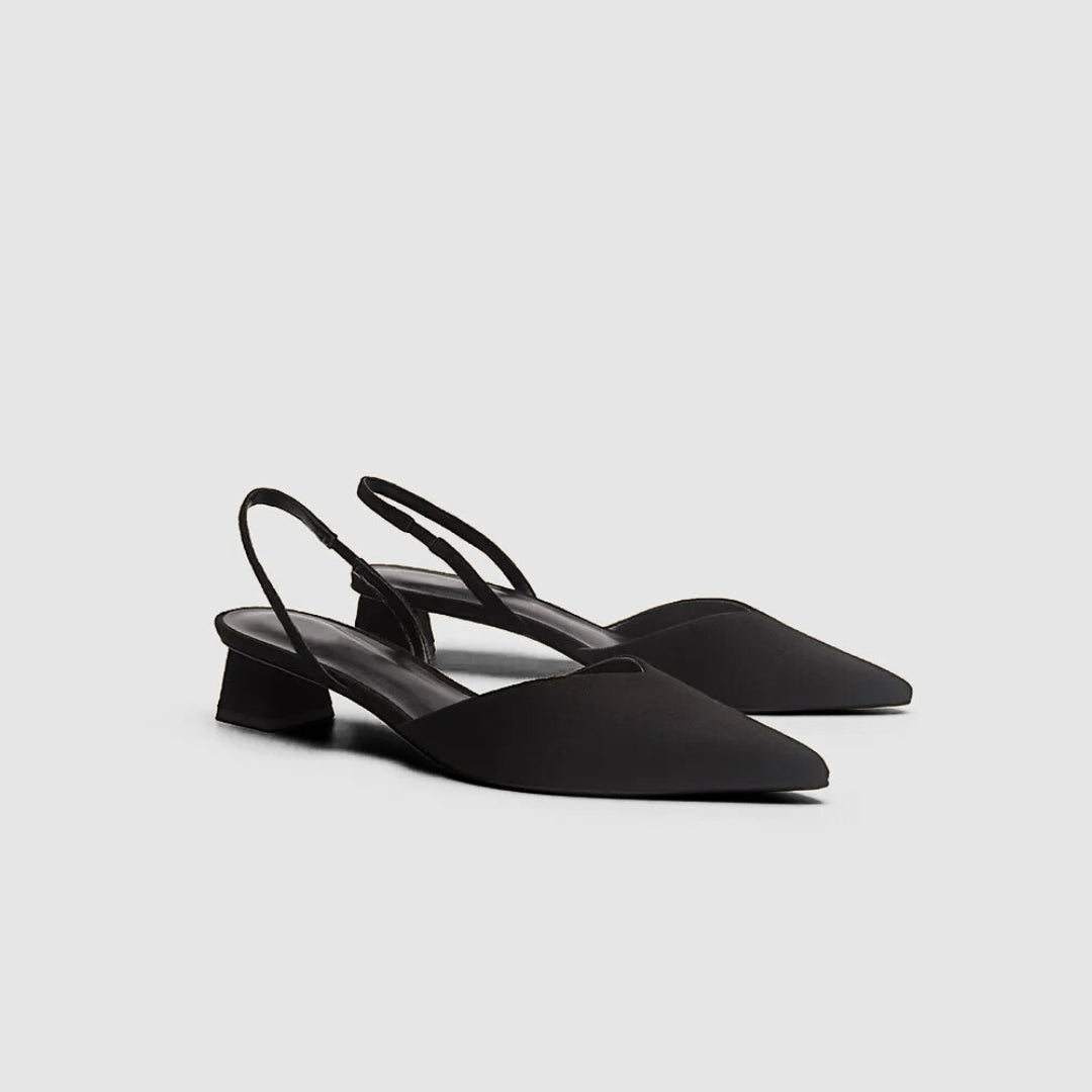 Slingback Pointed Toe Heels with Low Block Heel