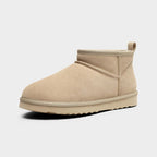 Suede Ankle Slip-On Winter Lounge Boots with Plush Lining