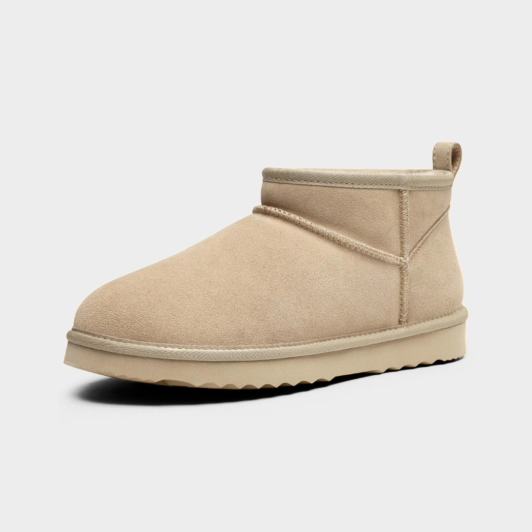 Suede Ankle Slip-On Winter Lounge Boots with Plush Lining