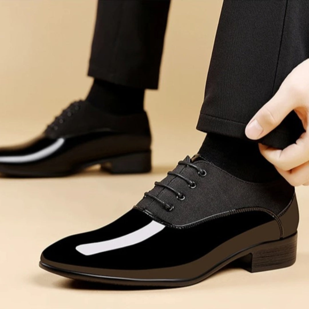 Patent Style Pointed-Toe Oxford Dress Shoes
