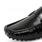 Glossy Leather Slip-On Penny Loafers with Soft Sole