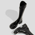 Knee-High Riding boots with Chunky Block Heel and Lug Sole