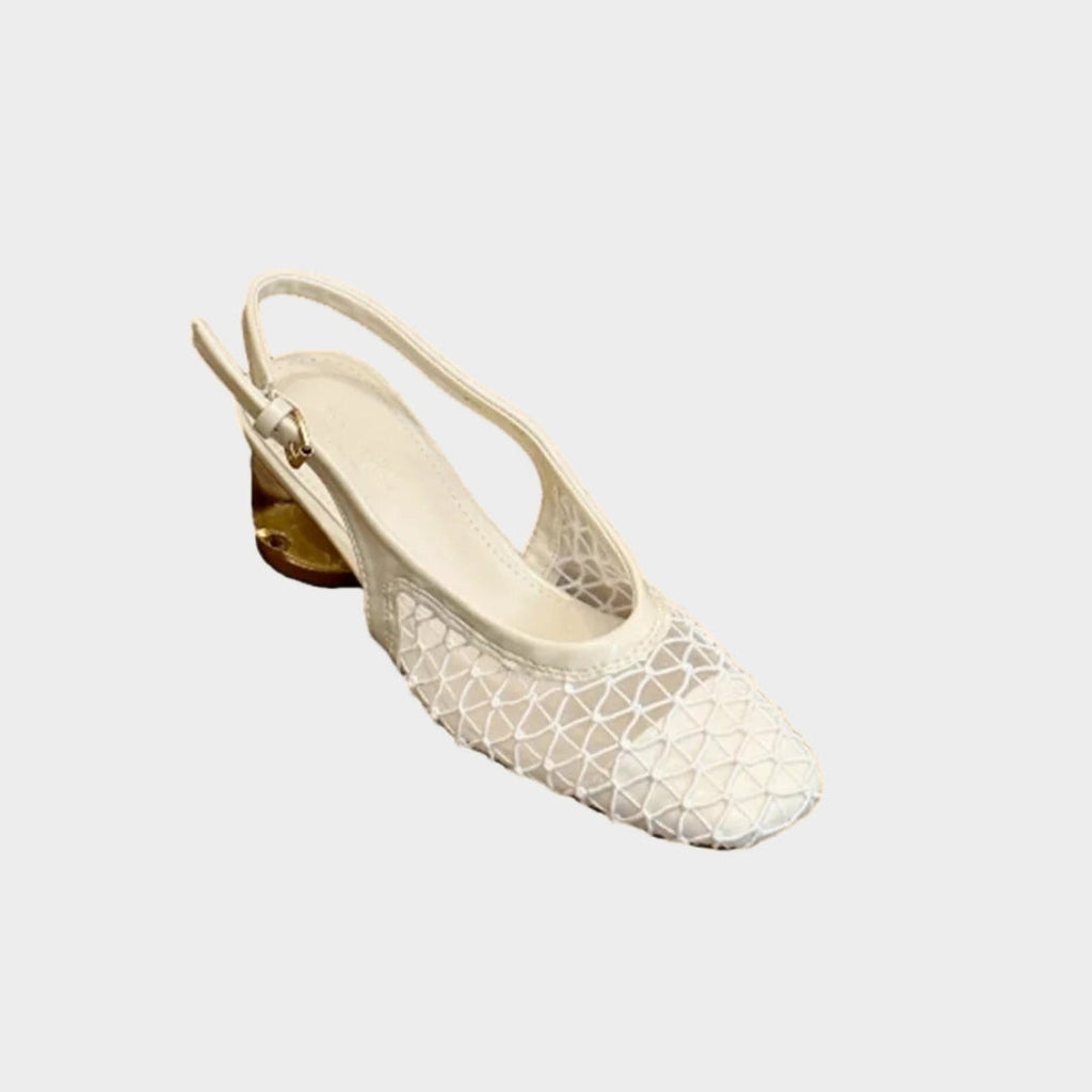 Strappy Air Mesh Platform Sandals with Unique Heel