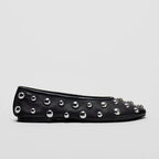 Black Ballet Flats With Silver Studded Detailing