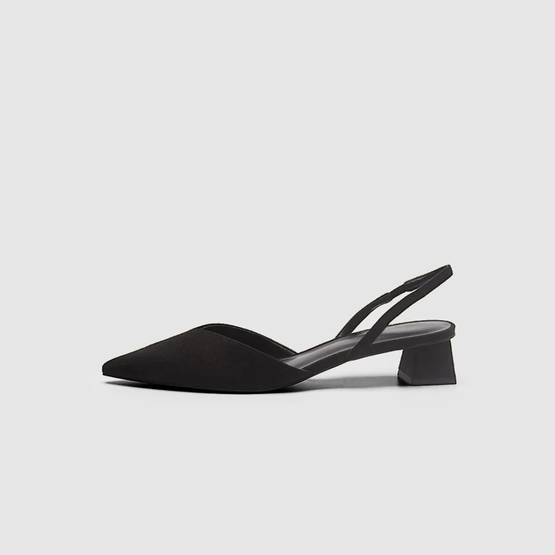 Slingback Pointed Toe Heels with Low Block Heel
