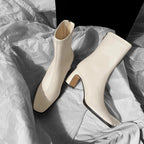 Square Toe Ankle Boots with High Block Heel